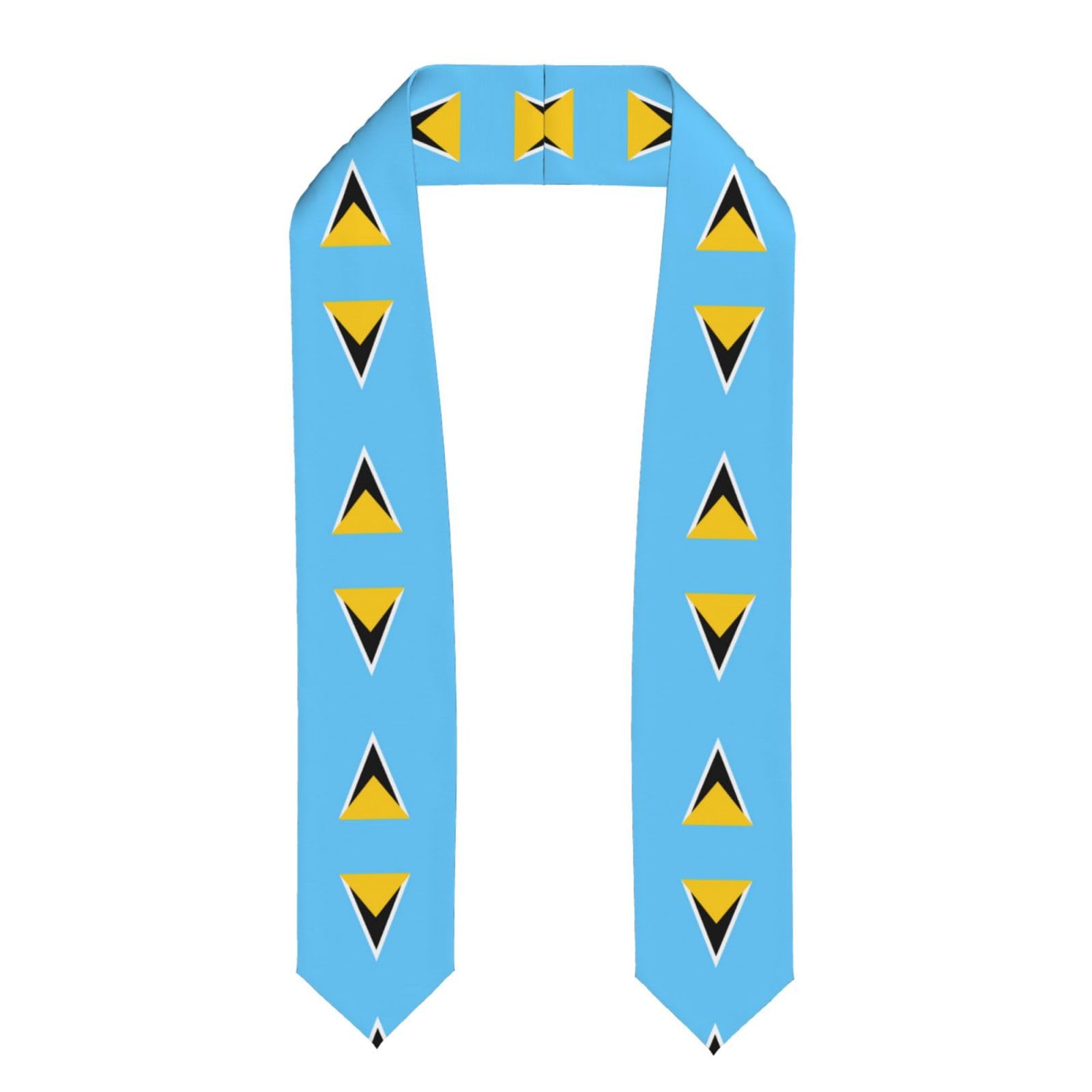 Ffghjk Unisex Flattened Flag Of Saint Lucia Patterned Ribbon Cape For Graduation Photos Or Graduation Ceremonies.