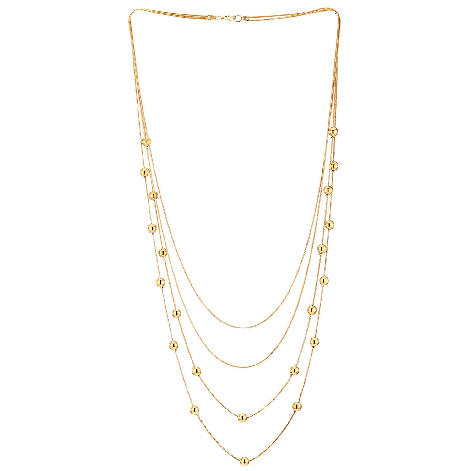 COOLSTEELANDBEYOND Statement Cuello Collares Collar Cascada Multi Capas En Capas Largo Cadena con Bola Encantado Colgantes