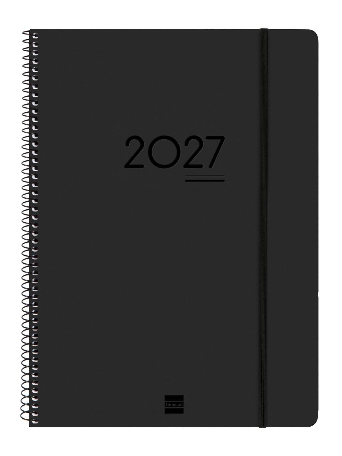 Finocam Ikon Weekly Planner 16-Month | Weekly View Vertical Layout · September 2026 to December 2027 | Black · International - Week-to-View Diary
