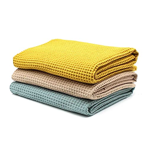 VmG-Store Juego de 3 gofres de pique de 0,5 m x 1,5 m de tela de gofre 100% algodón Oeko-Tex 100 (set 15, 3 unidades) Cover