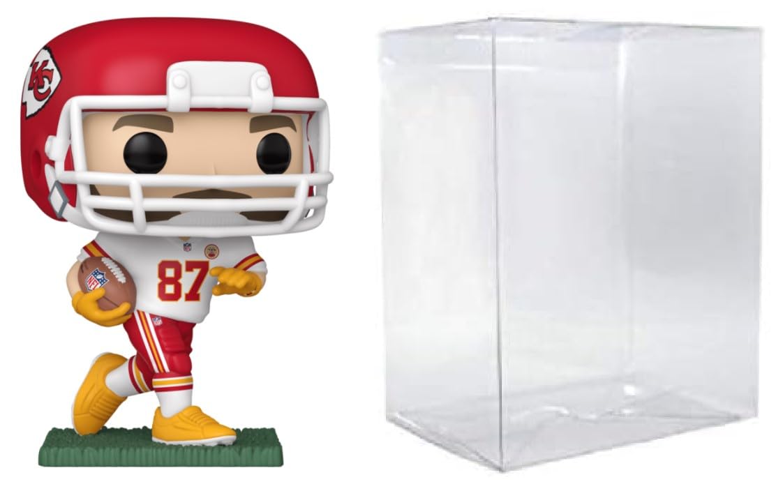 CLARKtoys Travis Kelce NFL Funko Pop! Kansas City Chiefs Vinyl Figure, Series 12, with Protector Case, Red/White/Yellow