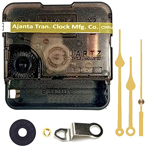 Image of QEWINOX Combo of Ajanta Mfg. Battery Operated Plastic Ticking Wall Clock Movement Machine with Hands (Made in India 100%)(Gold 7) 2 x 5.5 x 5.5 cm; 250 Grams