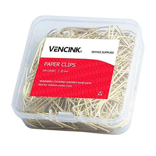 VENCINK Gold Teardrop Paper Clips, Medium 1.3 Inch, 100 Pieces