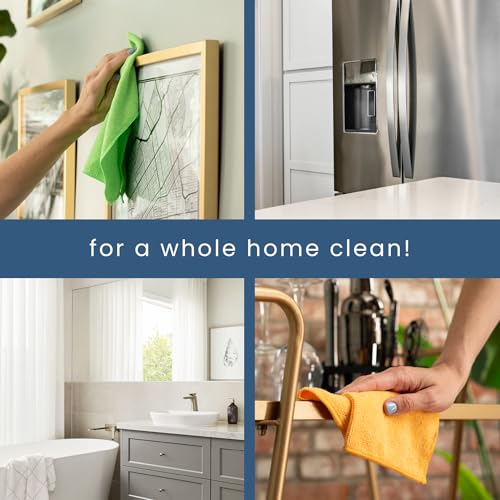 S&T INC. 50 Pack Microfiber Cleaning Cloth, Bulk Towels for Home, Reusable Microfiber Towels for Cars, Cleaning Rags, Assorted, 11.5 Inches x 11.5 Inches, 50 Count