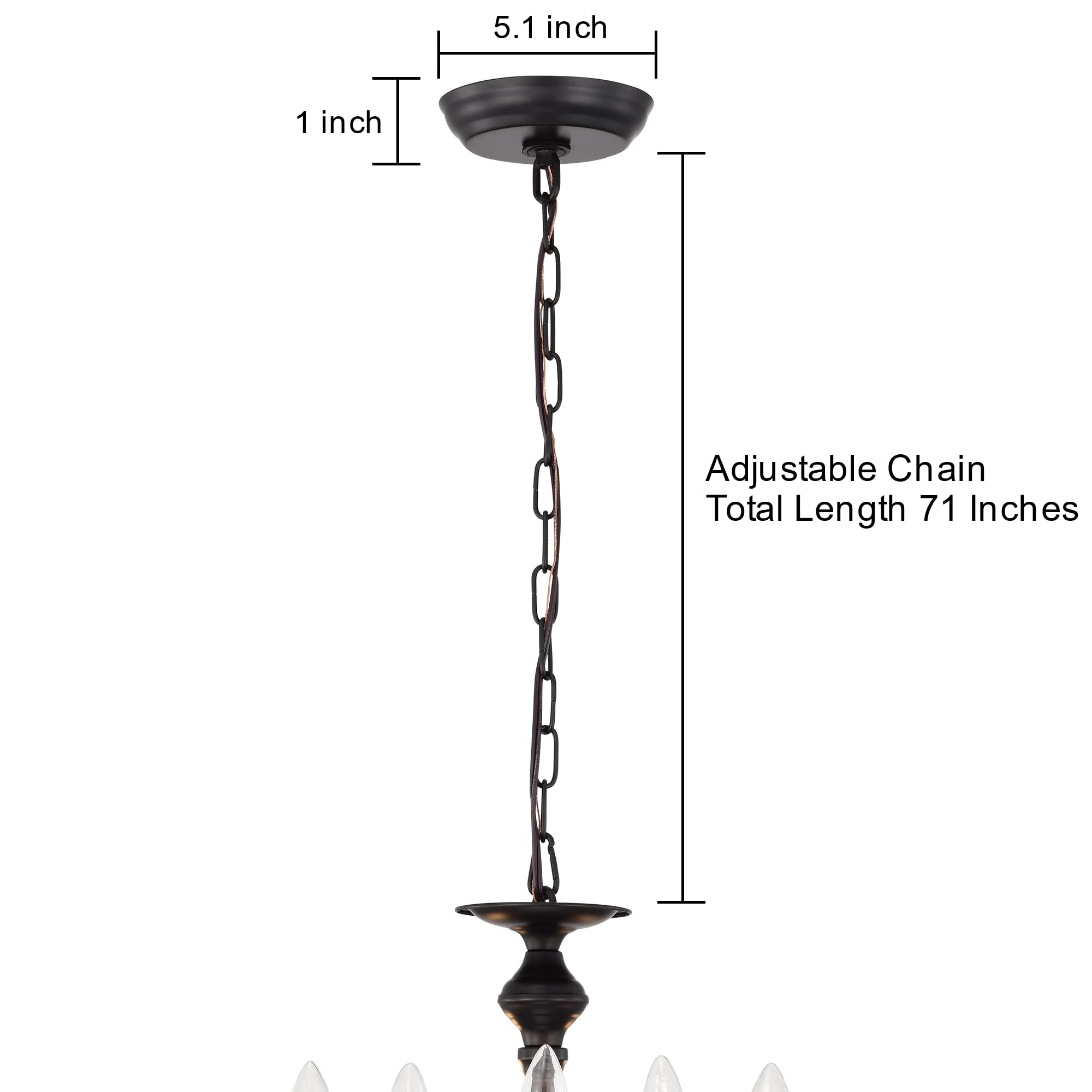 Mr.Color Black Light Fixture Canopy Kit 5 Inches Diameter and 6 Feet Chandelier Chain Includes Mounting Hardware for Pendant Light or Swag Light Fixtures, Max Fixture Load of 50 Pounds — Amazon image 2