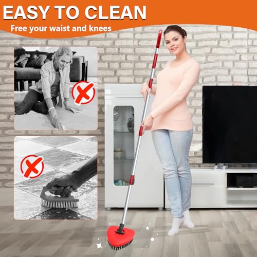 Image of Spin Mop Replace Scrub Brush Head Compatible with O Cedar EasyWring 1-Tank | Upgraded Dual-Texture Scrubber,Grey Soft for Foam & Black Stiff for Stain,20 Angled for Corners,Perfect for Kitchen,Bathroom