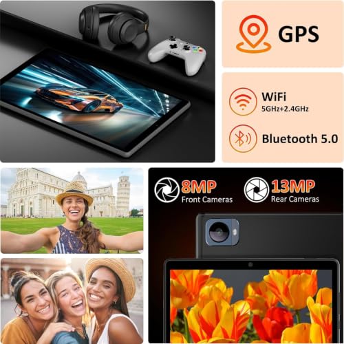 Image of 2026 Android 15 Tablet, 10.4 Inch 2K Display 36GB RAM 256GB ROM /1TB TF T606 Octa-Core, 3 in 1 Android Tablet with Keyboard Mouse Stylus, 8000mAh Battery Support 5G WiFi /BT5.0 /GPS- Black