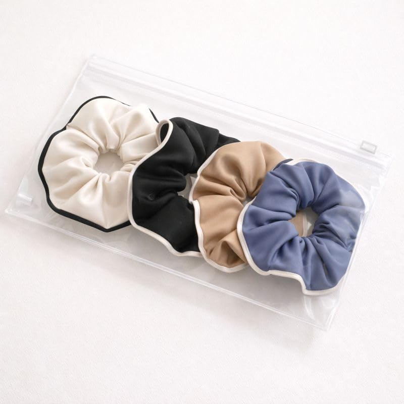 Soft Fabric Hair Elastics for Women, Gentle No Damage Hair Ties for Daily Wear & Ponytails, 4 Pack, Comfortable Stretch