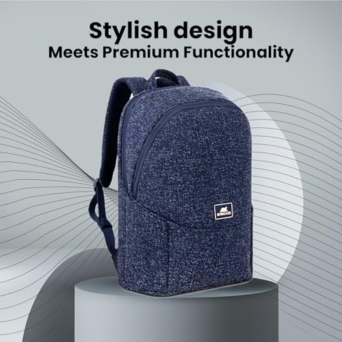 Image of RivaCase Anvik Lightweight Urban Backpack 7962 Water Resistant Tweed Fabric Dual Zipper Backpack 2 Main Compartments Bottle Pocket Accessories Pockets Padded Shoulder Strap fits Laptops Upto 15.6 inch