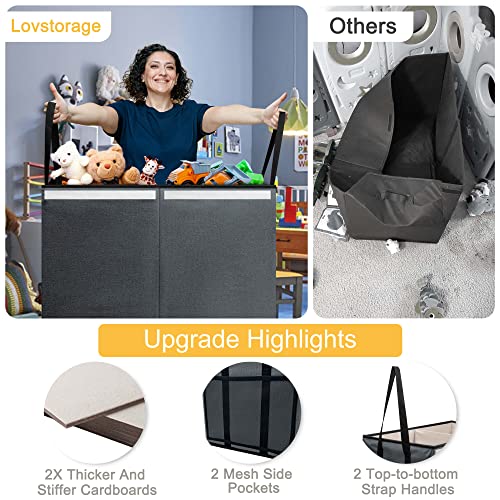 Lovstorage Large Toy Box For Boys Girls Toy Chest Kids Toy Storage Organizer Collapsible Toy Storage Bin Basket With Two Mesh Pockets For Nursery Playroom Bedroom Living Room Organization #TOP3