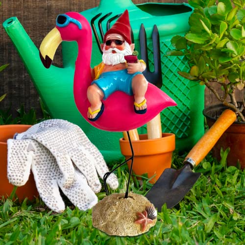 Funny Guy Mugs Garden Gnome Statue - Gnome And A Flamingo - Indoor/Outdoor Garden Gnome Sculpture For Patio, Yard Or Lawn #TOP1