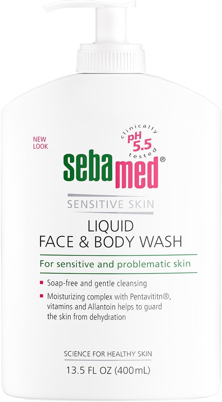 SEBAMED Paraben-Free Liquid Face and Body Wash with Pump pH 5.5 Dermatologist Recommended Mild Hydrating Cleanser for Sensitive Skin 13.5 Fluid Ounces (400 Milliliters)