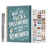 Funny Password Notebook What The Fu-ck My Password & Forgotten Stuff Journal Novel & Creative Password Keeper Spiral Bound with Lock Icons & Funny Security Phrases (Green)