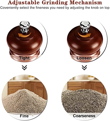 Image of Jamboree Pepper Grinder Classic Oak Wood Spicy Pepper Salt Corn Mill Grinder Wooden, Ceramic Traditional Pepper Mill (Brown)
