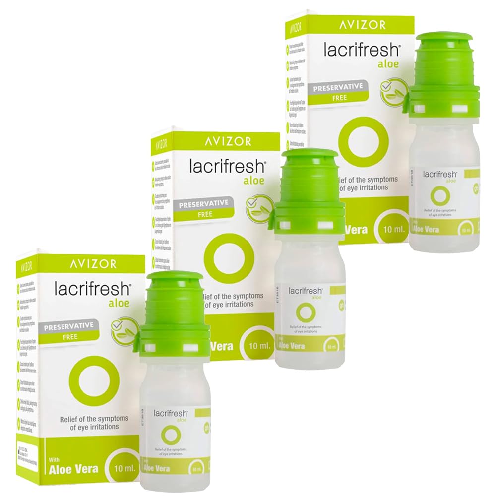 LACRIFRESH ALOE - Pack 3x10ml - Gotas Oculares - Humectación y Lubricación con Aloe Vera - Alivio Instantáneo de Irritación Ocular - Sin Fosfatos - Fácil Aplicación