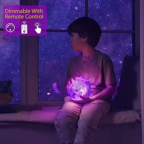 Moon Lamp, Uooea 5.9 Inch 16 Color Led 3D Print Galaxy Lamp, Usb Rechargeable Remote & Touch Control, With Wood Stand & Hanging Net, Planet Star Lamp For Kids Baby Friend Birthday Room Space Decor #TOP5