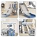 KORIMEFA 5-in-1 Toddler Slide Playset with Basketball Hoop & Storage – L-Shaped Indoor/Outdoor Slide for Kids Ages 1-3, Easy Assembly Baby Playground Toys, Blue