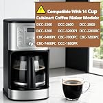 14-Cup Remplacement de la cafetière Cuisinart DCC-2200, DCC-2600, DCC-2800, DCC-3200, et DCC-3200P1, Carafe en verre de remplacement pour Cuisinart avec poignée robuste, BPA Gratuit, lave-vaisselle sans danger