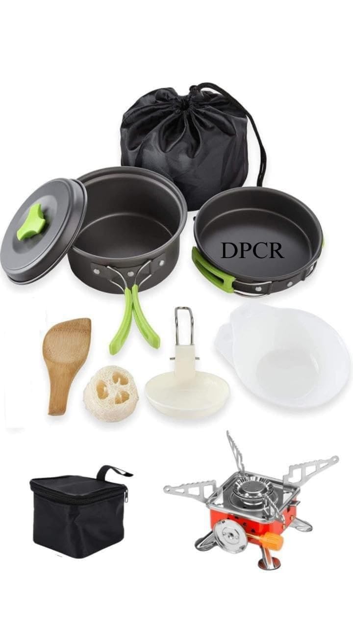 11PCS Camping Cookware Set with Gas Stove & Nonstick Pot Pan – Lightweight Portable Camping Mess Kit with Bowls, Spork, Sponge & Carry Bag – Compact Outdoor Cooking Gear,Trekking, Hiking-picture-30