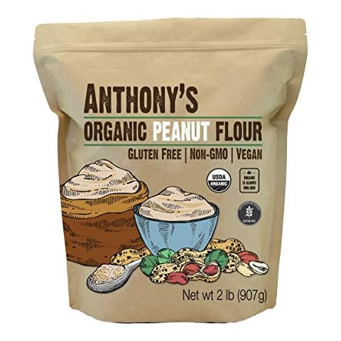 Anthony's Organic Peanut Flour, Defatted, 2 lb, Light Roast 12% Fat, Verified Gluten Free Cover