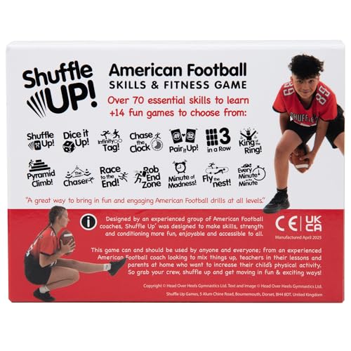 Shuffle Up American Football Card Game – Kids Outdoor Garden Games with 70+ Fun & Active Fitness Workout Cards, American Football Gifts for Boys & Girls, Fun Family Games