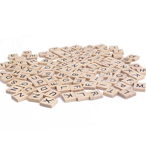 KAV 100 Pieces Wooden Alphabet Tiles with Black Crafts A-Z Capital Letters and Numbers - Image 3
