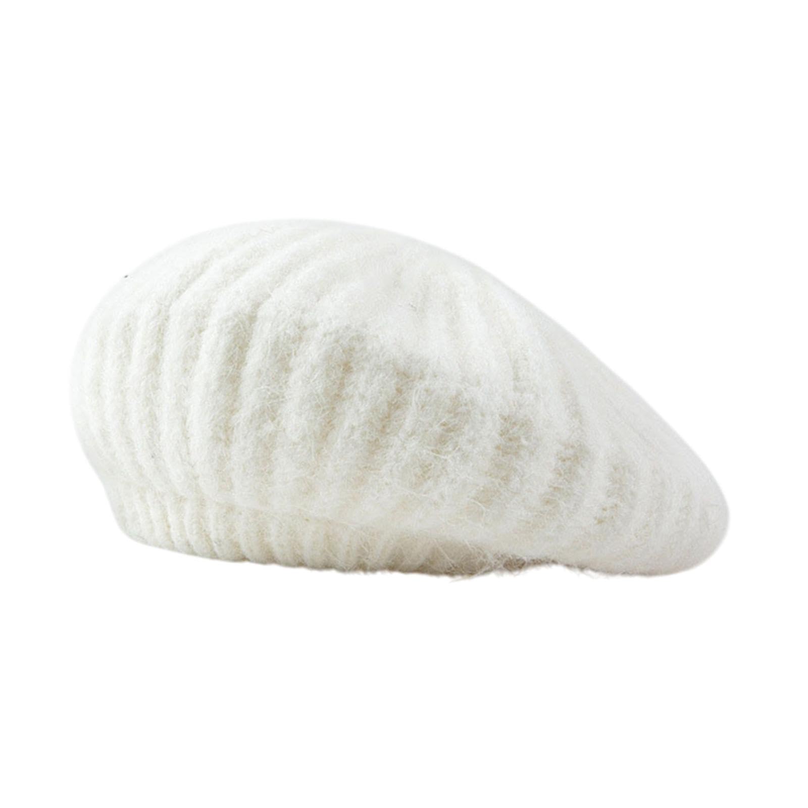 merishopp Knitted Beret Hat Soft Solid Color Comfortable Slouchy Fashionable for Women Beige-picture-53