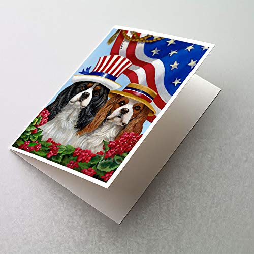 Caroline's Treasures PPP3069GCA7P Cavalier Spaniel USA Greeting Cards and Envelopes Pack of 8 Blank Cards with Envelopes Whimsical A7 Size 5x7 Blank Note Cards