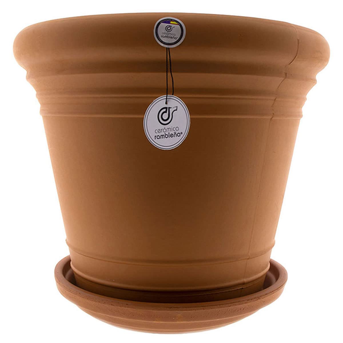 CERÁMICA RAMBLEÑA | Maceta Grande | Maceta Original | Maceta Exterior | Maceta de Barro Rojo Rambleña - Terracota | Plato Incluido | 40x40x38 cm