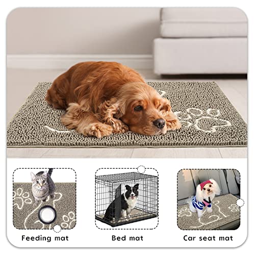 Ompaa Indoor Muddy Door Mats For Dirty Dogs Paws And Mud Shoes, 32X20 Camel, Funny Inside Welcome Absorbent Chenille Doormat For Home Front Back Door Entryway Rug, Non Slip Washable Low-Profile #TOP5