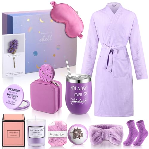 Nuogo 13 Pcs Birthday Gifts for Women Spa Basket Set for Women Mother's Day Gifts Mirrors Socks...