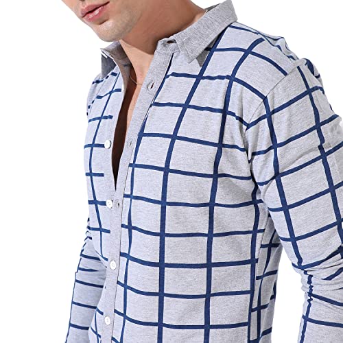 Image of campus sutra Men's Collared Button Up Regular Fit Shirt For Casual Wear | Premium Stretchable Cotton Regular Fit Shirt Crafted With Regular Sleeve, Comfort Fit & High-Performance For Everyday Wear