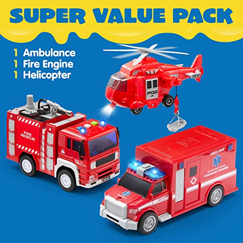 Joyin Toddler Fire Truck Toys For 3 4 5 6 7 Year Old Boys - Fire Engine, Emergency Vehicle, Kids Toys Firetruck, Friction Powered Car With Lights And Sounds, Birthday Gifts For Boys Girls Age 3-9 #TOP1