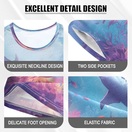 senya Short Sleeve Pajamas Sets Summer Cotton Sleepwear Shark Coral4