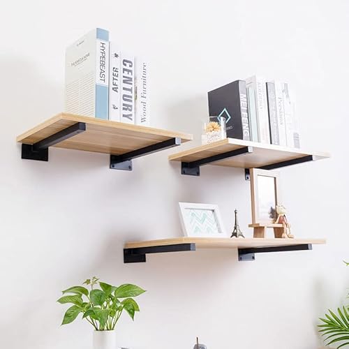 Gdfymi Floating Shelf Bracket, L Brackets For Shelves, Black Shelf Brackets 8 Inch, Industrial Floating Shelf Hardware, Heavy Duty Metal Pipe Shelves Brackets, Decorative Shelving Brackets (4 Pack) #TOP7