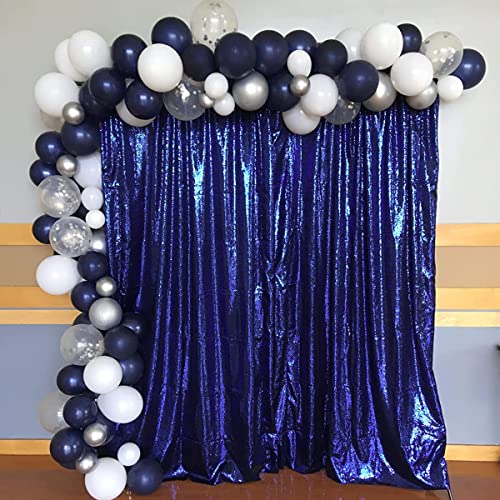 WISPET 10x10FT Navy Blue Sequin Backdrop Curtain for Party Decorations