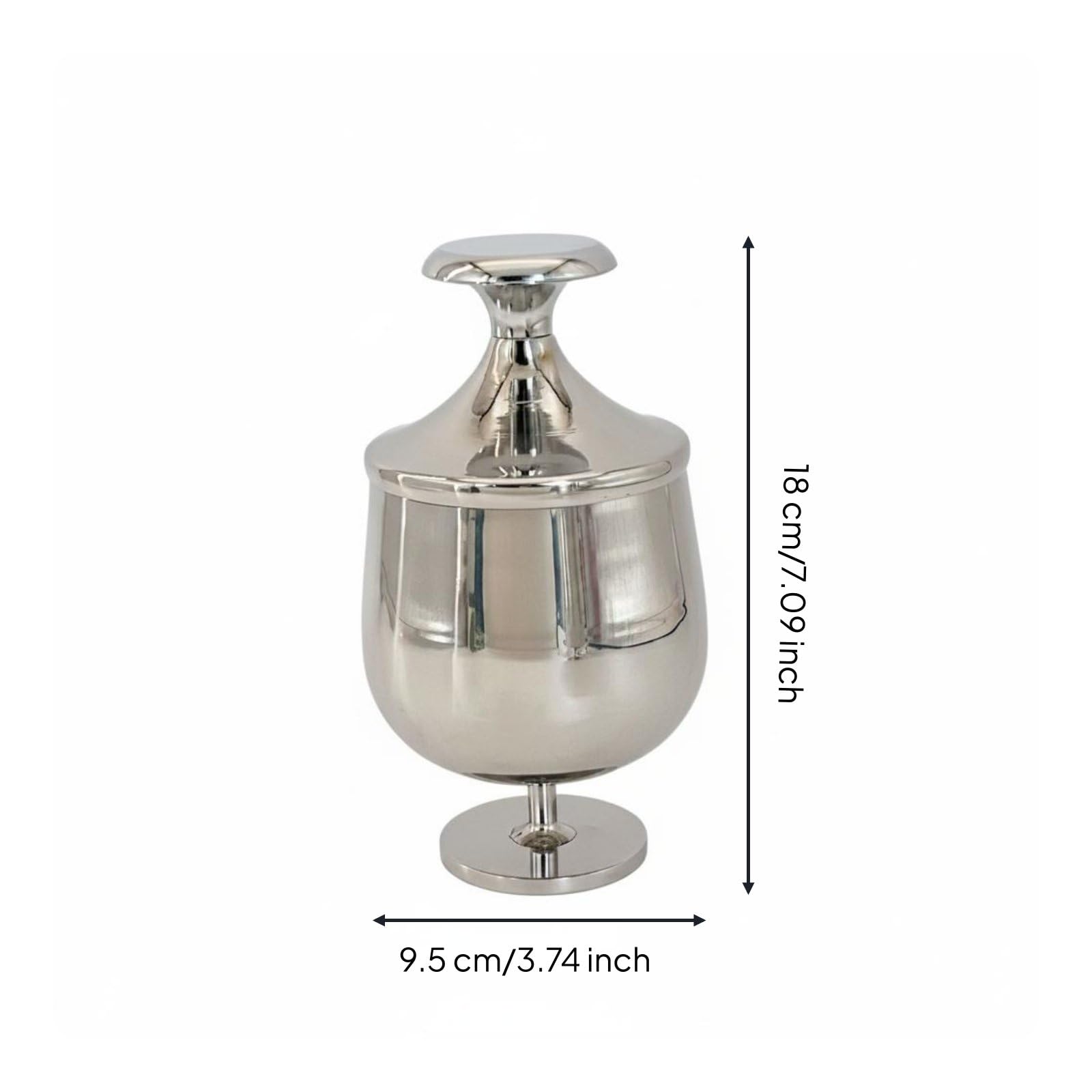 Milageto Contenedor de Acero Inoxidable Tarro Azucarero Bombonera con Diseño y Copa Decorativa Apto para Almacenar Pequeñas Golosinas Adecuado para Mesa de Centro Comedor Oficina, 9.5x18cm