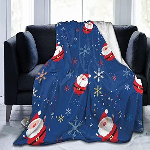 Christmas Blanket Soft Cozy Christmas Santa Claus Gnome Throw Blanket Warm Holiday Xmas Snowflake Fuzzy Fleece Blanket for Kids Women Bed Living Room 80"x60"