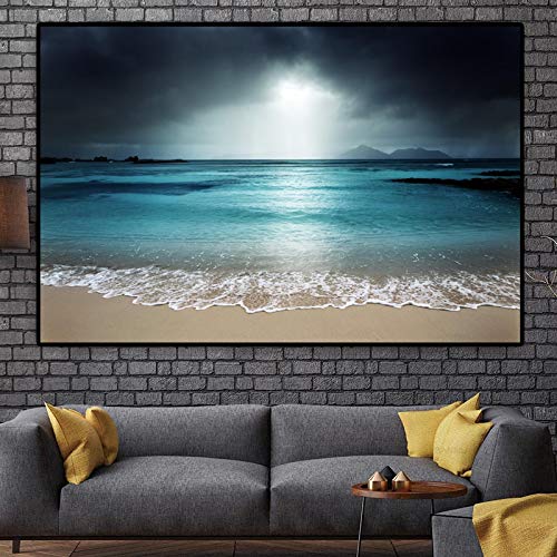 Affiche Plage Ciel Tempête - Tableau Toile Paysage 60x80cm - 2