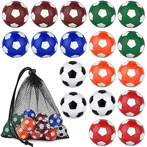 Coopay 18 Pieces 32mm Foosball Balls Table Football Soccer Replacement Balls Multicolor Official Tabletop Game Balls with a Black Drawstring Bag (Multicolour Pentagon)