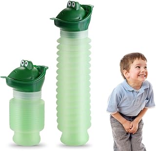 Orinal portátil para niños, portátil Dibujos Animados Niños Unisex Orinal Viaje Urinario Auto WC Pee, Verde-600ML