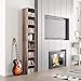 HOMFA CD DVD Storage Tower Rack, 8-Tier Wooden Media Storage Organizer Cabinet Unit, 71 Inches Height Bookshelf Display Bookcase with Adjustable Shelves for CDs, Books, Video Games, Arts, Oak