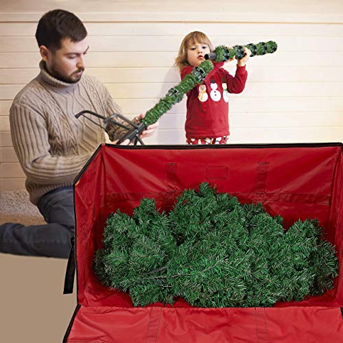 Propik Christmas Tree Storage Bag, Fits Up To 9 Ft. Tall Disassembled Holiday Tree, Heavy Duty Storage Container, 24" Height X 24" Extra Wide X 60" Long With Top And Side Handles And Straps (Red) #TOP4