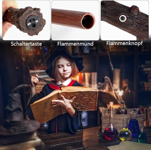 Image of Wizard Magic Wand 17 Inch Premium Metal Core LED Fireball Wand for Kids Adults Cosplay Halloween Birthday Party Collectible Roleplay Toy