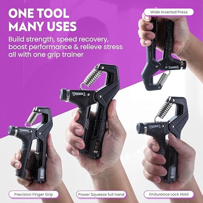 Hand Gripper Strengthener, Adjustable Resistance 22-220Lbs (10-100kg) Forearm Exerciser, Grip Strength Trainer for Muscle Building & Injury Recovery, Aerobic Hands