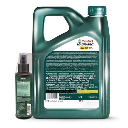 Image of Castrol MAGNATEC 5W-30 - Full Synthetic Engine Oil for Petrol, Diesel, CNG and Hybrid Cars (3.5L) & Castrol 3-IN-1 SHINER for Cars and Bikes (100ML) - Combo Pack