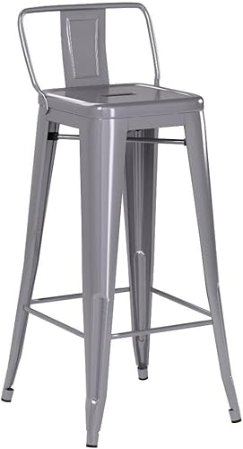 Miniatura 33 de Andeworld Juego de 4 taburetes de bar de metal industrial con respaldo (30 pulgadas, negro) Mate negro,Crema Blanco,RUSTY,plateado