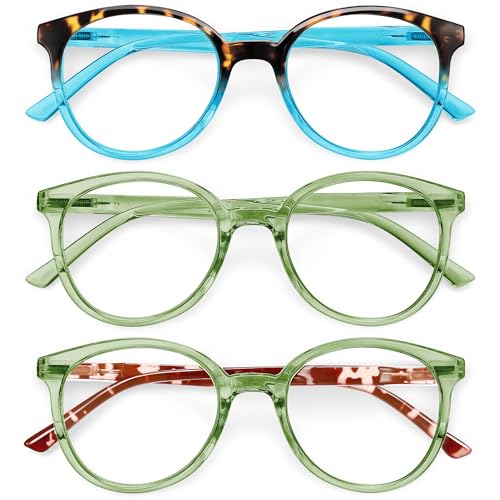 Image of IBOANN Chic & Comfy Blue Light Glasses for Women - 3-Pack Round Frames, Screen-Ready Style with UV Protection Coating