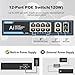 PoE Gigabit Switch 8-Port with 2 uplink & 2 SFP: TEROW 12-Port PoE+ Ethernet&10-Port Network Switches,120W,802.3af/at Compliant, Plug & Play, Metal Fanless with Shielded for Home/soho Office