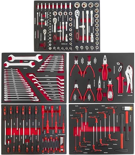 JOMAFA EDICION CARBONO - CONJUNTO MÓDULOS DE HERRAMIENTAS EVA PARA CARRO, 160 piezas